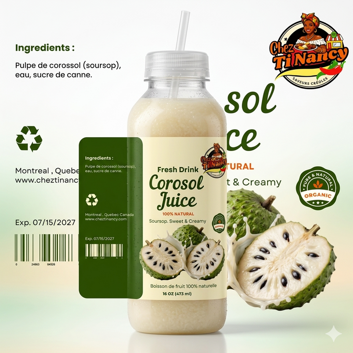 Fresh Soursop Juice (Corossol) – 100% Natural Tropical Drink (500ml)
